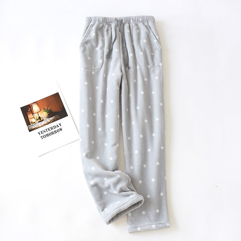 Loose Plus Size Thick Coral Fleece Home Wear Pajama Pants