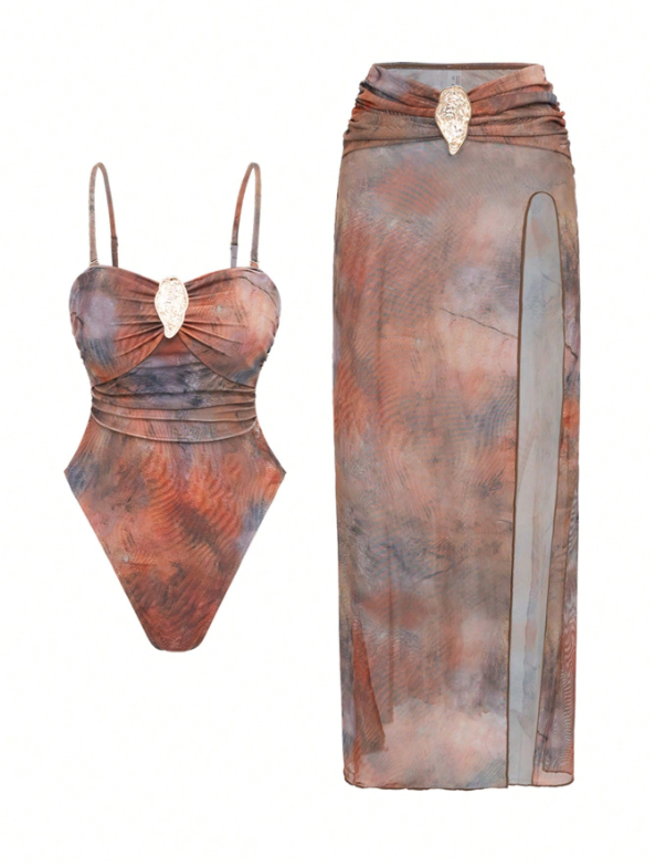 French Entry Lux Niche High End Vacation One Piece Swimsuit Skirt Two Piece Set High Grade Swimsuit