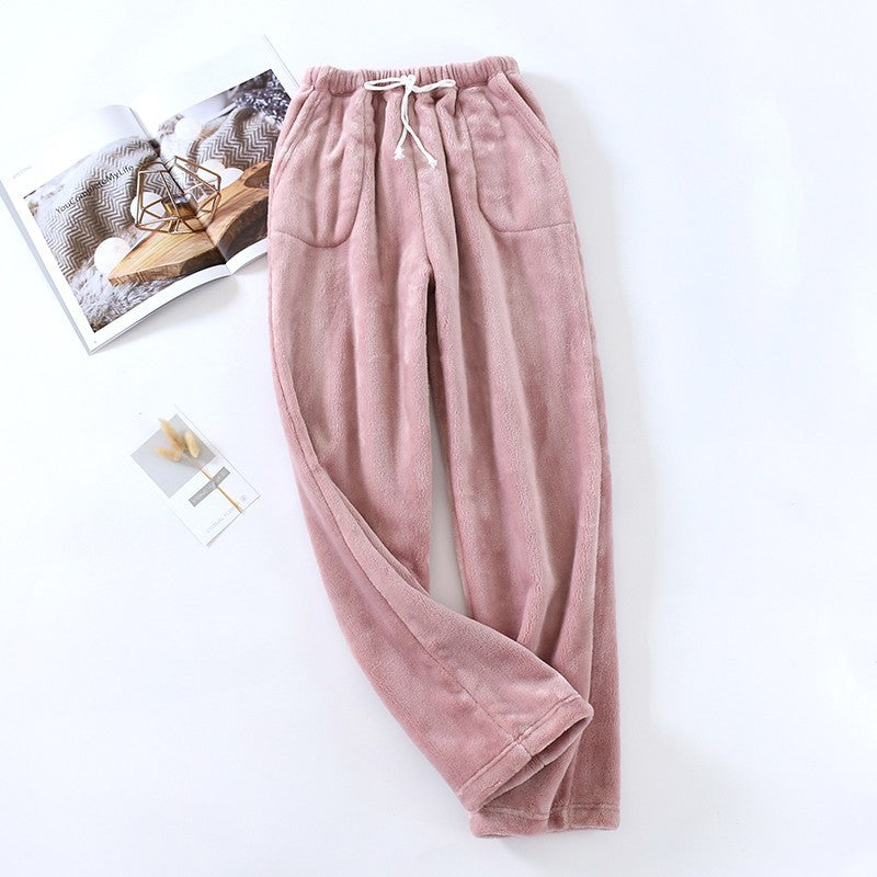 Loose Plus Size Thick Coral Fleece Home Wear Pajama Pants