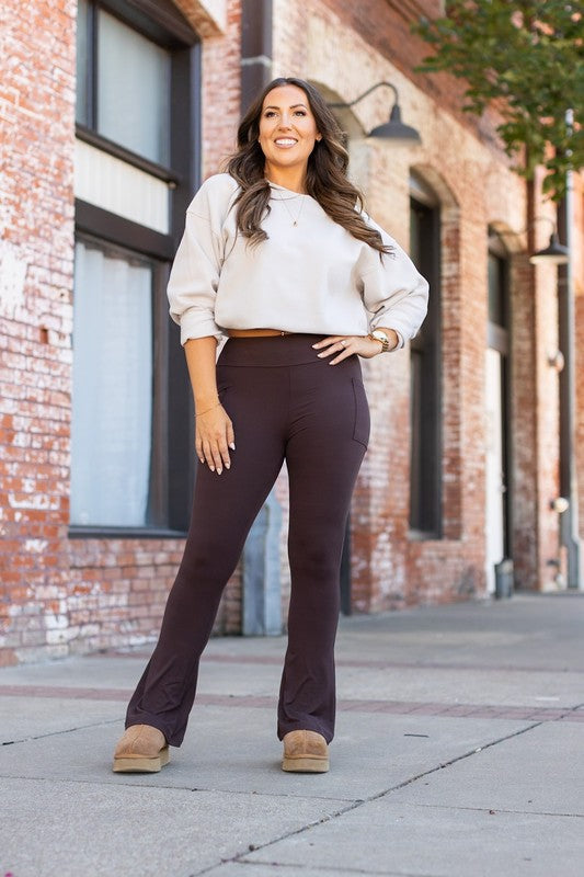 Julia Rose |The Brandy Brown Flare with Pockets