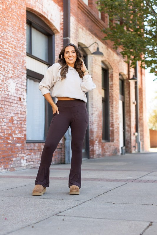 Julia Rose |The Brandy Brown Flare with Pockets