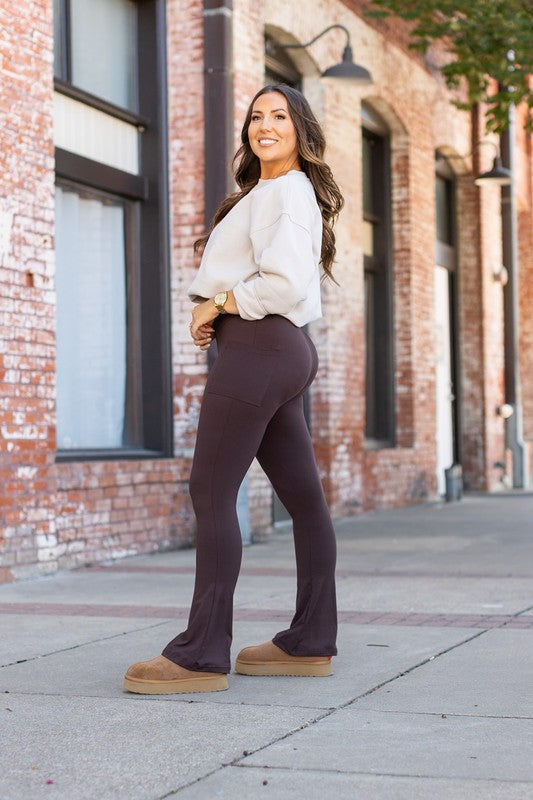 Julia Rose |The Brandy Brown Flare with Pockets