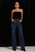 GJG Denim Wide Leg Rhinestone Jeans