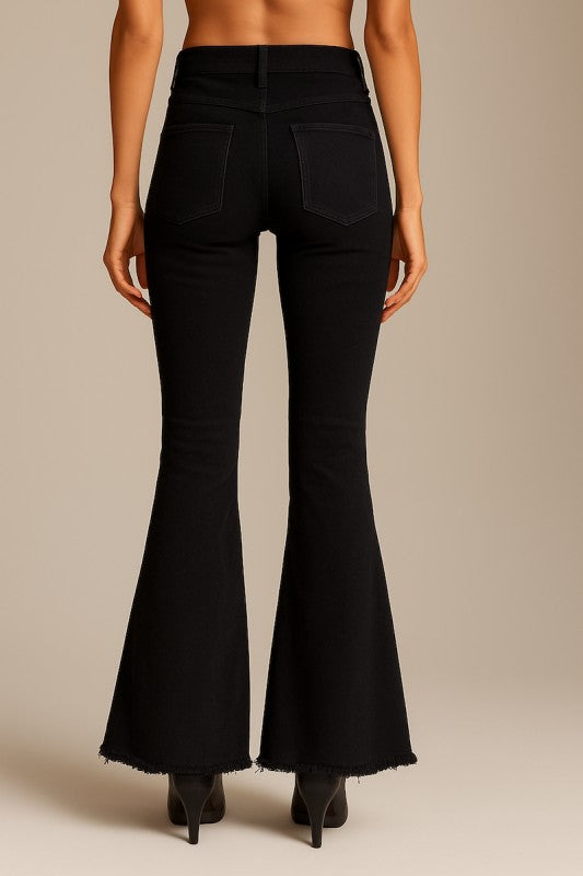 GJG Denim Red Suede Bell Bottom Jean