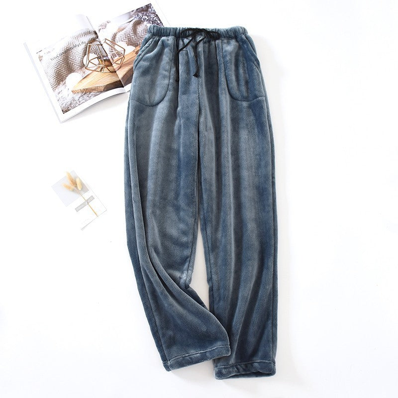 Loose Plus Size Thick Coral Fleece Home Wear Pajama Pants