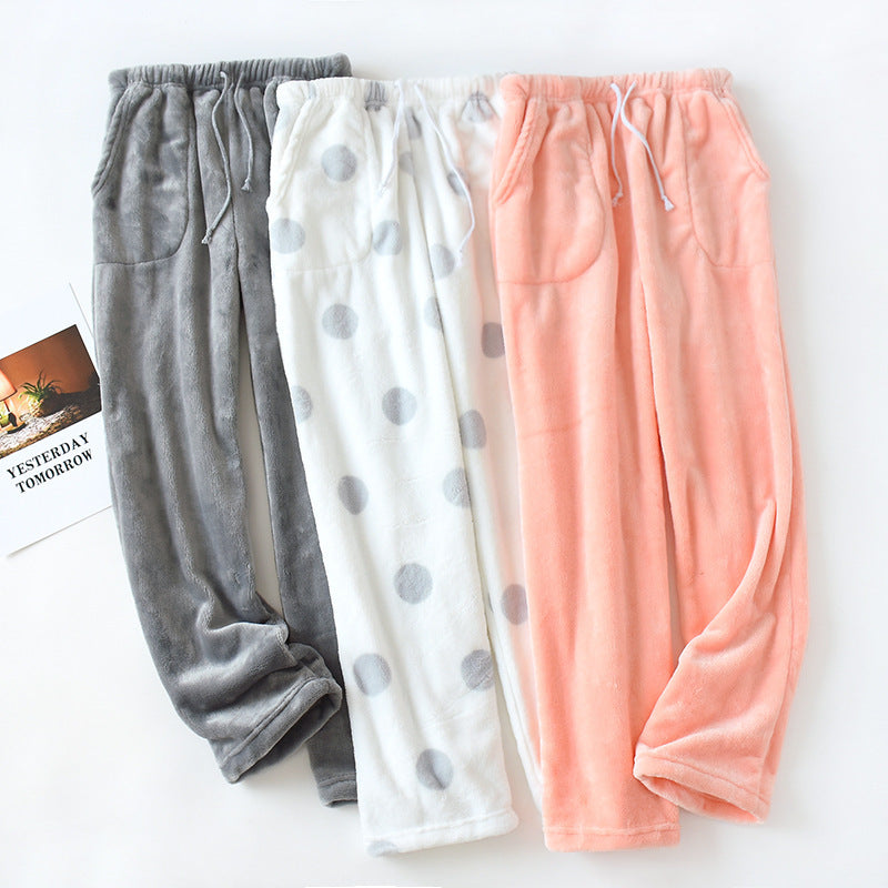 Loose Plus Size Thick Coral Fleece Home Wear Pajama Pants