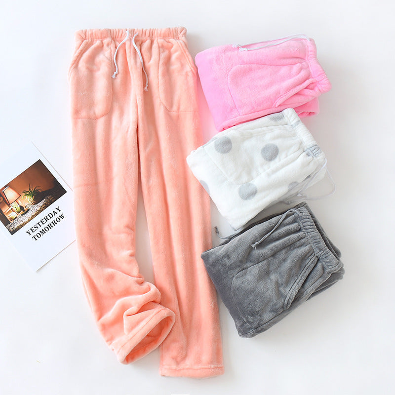 Loose Plus Size Thick Coral Fleece Home Wear Pajama Pants