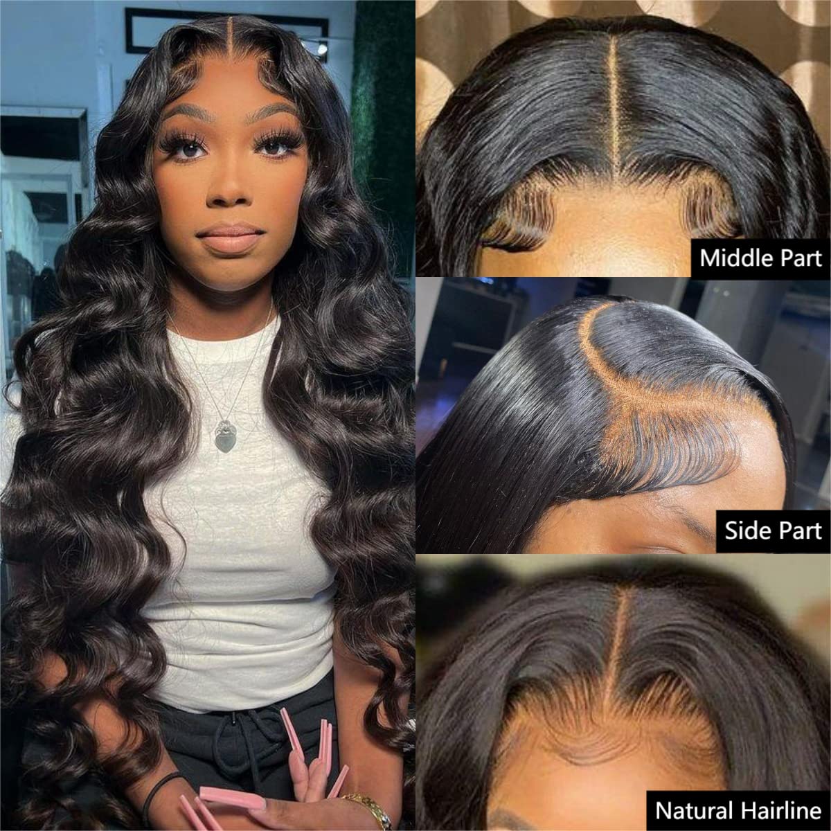 4x6 Lace Closure Wig Human Hair Natural Color Three-Dimensional Body Wave Density