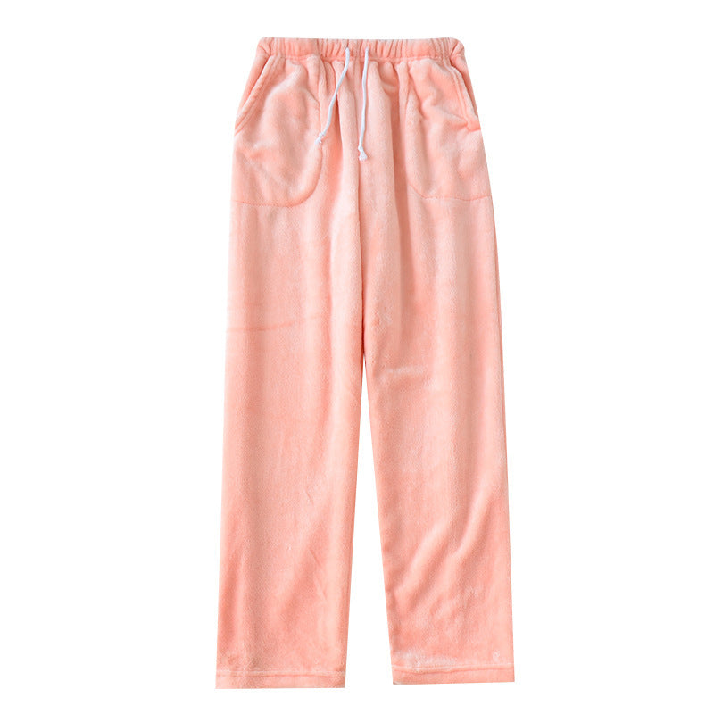 Loose Plus Size Thick Coral Fleece Home Wear Pajama Pants