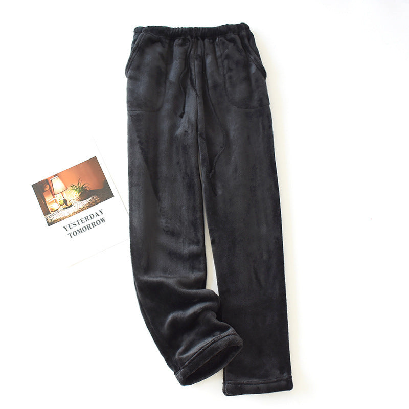 Loose Plus Size Thick Coral Fleece Home Wear Pajama Pants