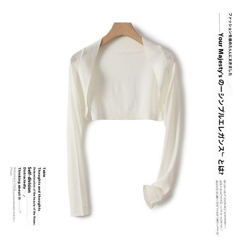 Shawl Outer Match Women's Summer Sun Protection Cardigan Short Ice Silk Knitted Air Conditioning Shirt