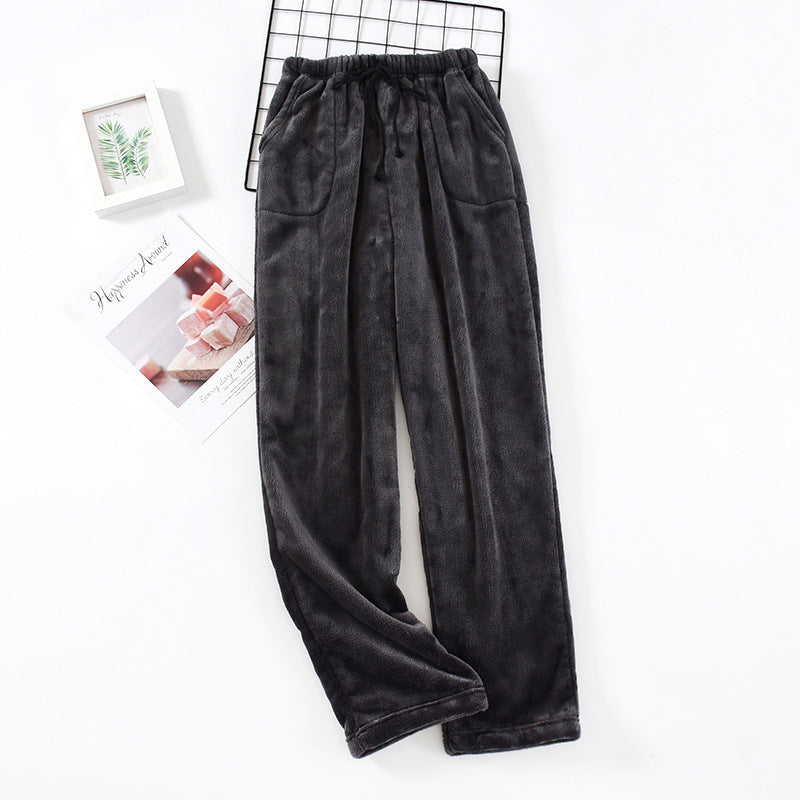 Loose Plus Size Thick Coral Fleece Home Wear Pajama Pants