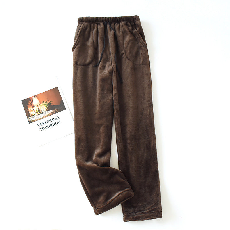 Loose Plus Size Thick Coral Fleece Home Wear Pajama Pants