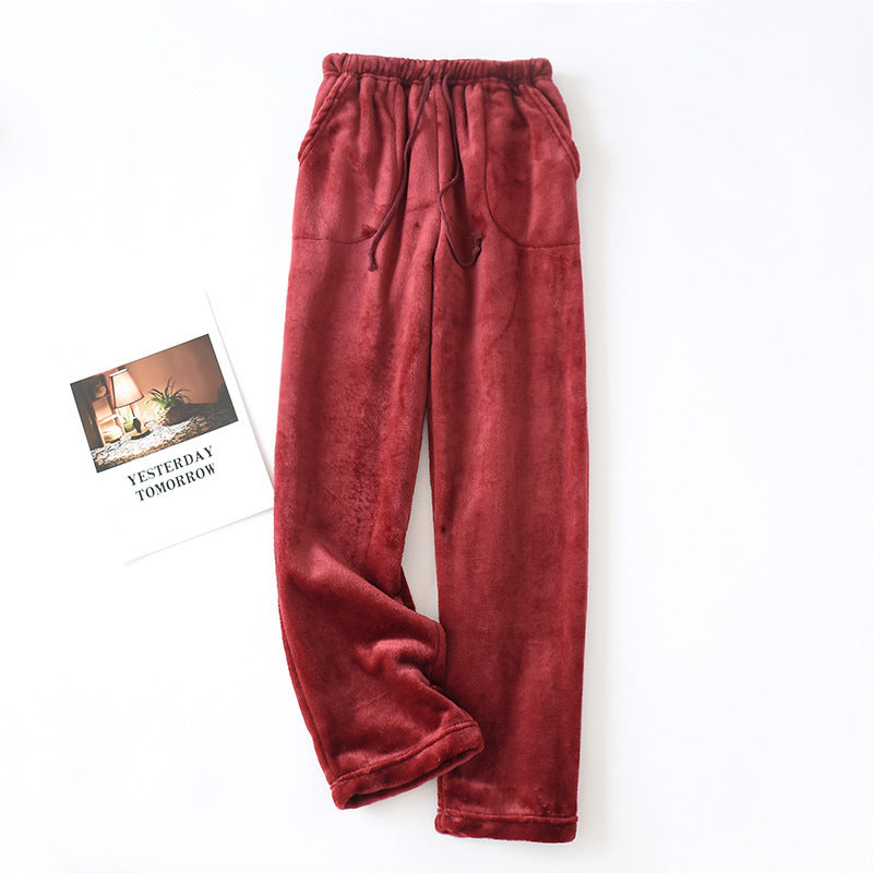 Loose Plus Size Thick Coral Fleece Home Wear Pajama Pants